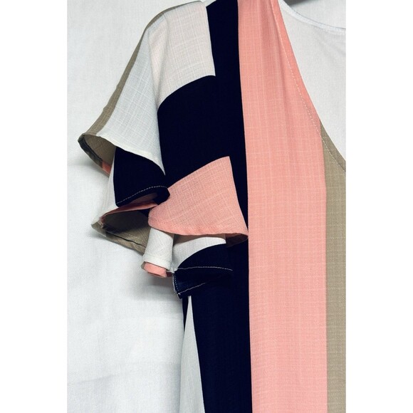 The Pants Store Dress Women's size Medium Flutter Short Sleeve Striped Dress - Picture 2 of 6